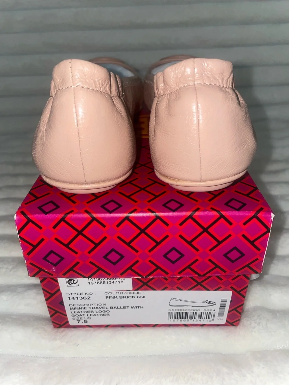 NIB Tory Burch Minnie Travel Ballet in Pink Brick- Women’s size 7.5